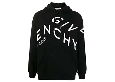 Pre-owned Givenchy Men's  Refracted Embroidered Logo Hoodie In Black/white