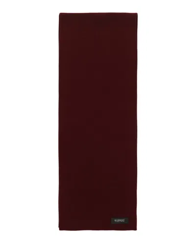 Pre-owned Givenchy Men's  Ribbed Wool Patch Scarf In Burgundy/black