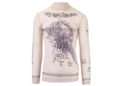 Pre-owned Givenchy Men's  Second Skin Effect Printed Mesh Long Sleeve T-shirt In Beige