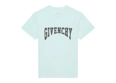 Pre-owned Givenchy Men's  Slim Fit Jersey With Patch T-shirt In Acqua Marine