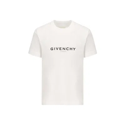 Pre-owned Givenchy Men's  Slim Fit Logo T-shirt In White