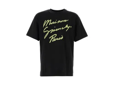 Pre-owned Givenchy Men's  Slogan Embroidered Crewneck Sweat-shirt T-shirt In Black