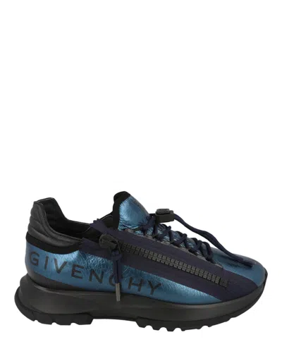 Pre-owned Givenchy Men's  Spectre Zip Runners Sneakers In Blue Silver