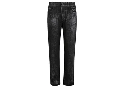 Pre-owned Givenchy Men's  Straight Reflective Painted Pattern Jeans In Black/grey In Multi