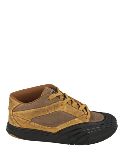 Pre-owned Givenchy Men's  Suede Trimmed Midtop Sneakers In Beige In Sand