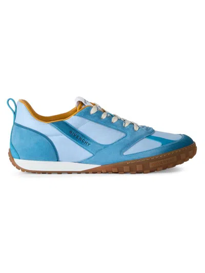 Givenchy Men's Glide Sneakers In Nylon And Suede In Blue