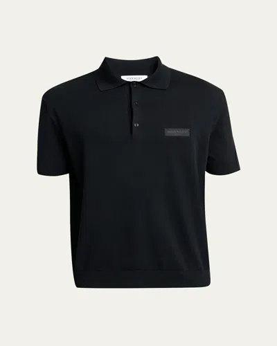 Givenchy Men's Grosgrain Logo Cotton Knit Polo Shirt In Black