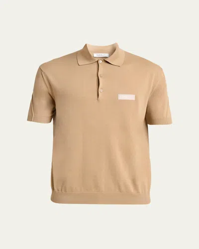 Givenchy Men's Grosgrain Logo Cotton Knit Polo Shirt In Nude