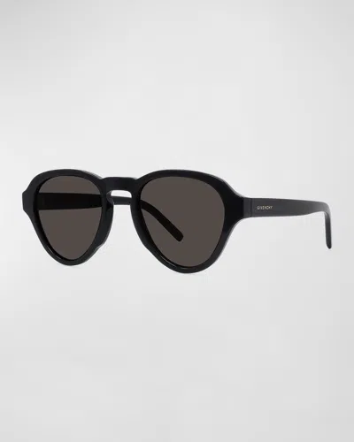 Givenchy Men's Gv Day Acetate Aviator Sunglasses In Shiny Black Brown