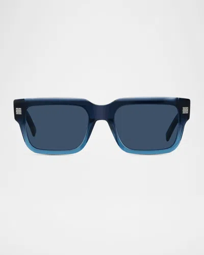Givenchy Men's Gv Day Acetate Rectangle Sunglasses In Blue