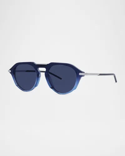 Givenchy Men's Gv One Acetate And Nylon Round Sunglasses In Shiny Blueblue