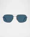 Givenchy Men's Gv One Metal Aviator Sunglasses In Metallic