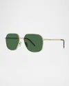 Givenchy Men's Gv One Metal Square Sunglasses In Goldgreen