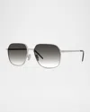 Givenchy Men's Gv One Metal Square Sunglasses In Shiny Palladium/gradient