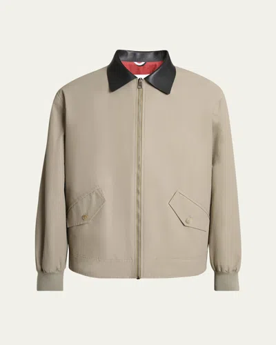 GIVENCHY MEN'S HARRINGTON JACKET W/ LEATHER COILAR