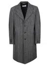 Givenchy Herringbone-pattern Notched-lapel Coat In Black