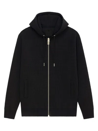 Givenchy 4g Jacquard Wool-blend Zip-up Hoodie In Black