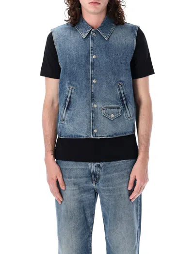 Givenchy Men's Indigo Blue Sleeveless Denim Vest For Ss24 In Indigo_blue