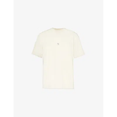 Givenchy Mens Ivory 4g Logo-embroidered Cotton-jersey T-shirt