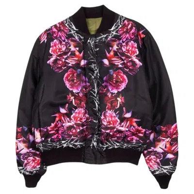 Pre-owned Givenchy Men Jacket Bomber Reversible Floral Size Ita48/m In Black