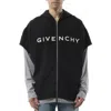 Givenchy Men's Jersey Multi Layer Hoodie In Black/grey