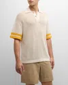 GIVENCHY MEN'S KNIT CONTRAST-CUFF POLO SHIRT