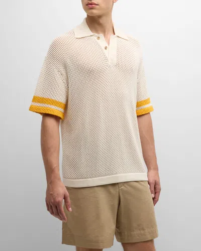 GIVENCHY MEN'S KNIT CONTRAST-CUFF POLO SHIRT