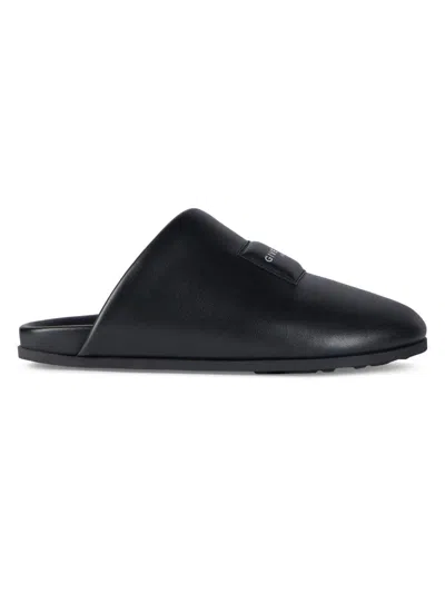 GIVENCHY MEN'S LABEL FLAT MULES IN NAPPA LEATHER