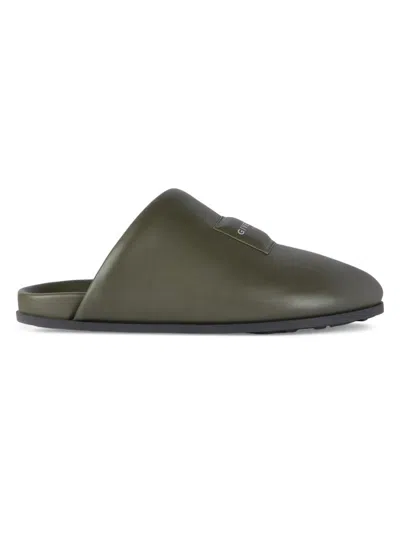 Givenchy Label Flat Mules In Nappa Leather In Green