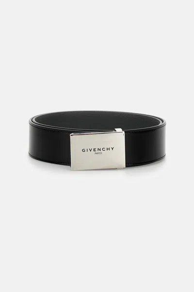 Givenchy Men Label Leather Belt In Black
