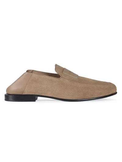 Givenchy Men's Label Suede Foldable Loafers In Brown