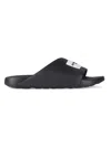 Givenchy Black Sandals With Wide Band And Contrasting Logo Patch In Rubber Man In Black