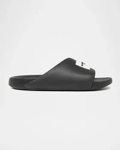 GIVENCHY MEN'S LABEL SLIDE FLAT RUBBER SANDALS