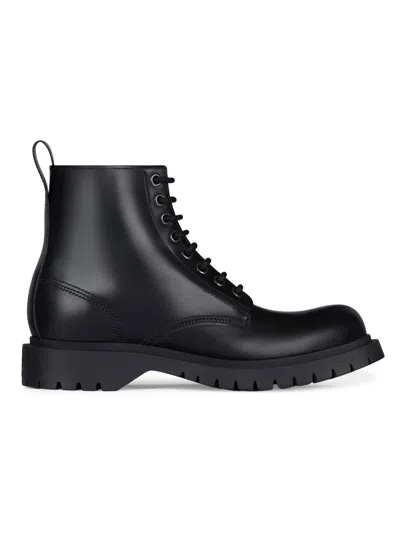 Givenchy Chunky Sole Leather Ankle Boots With Pull Tab In Black