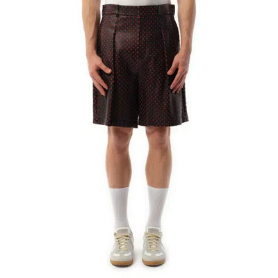Givenchy Men's Leather Bermuda Shorts In Blk/red