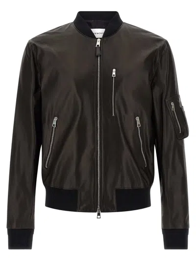Givenchy Leather Bomber Jacket Puffer Jackets Black
