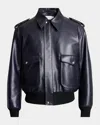 Givenchy Aviator Jacket In Leather In Blue
