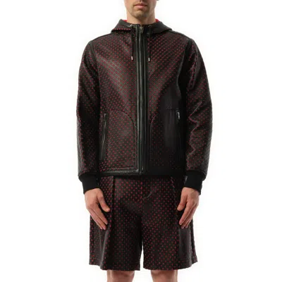 Givenchy Men's Leather Hoodie In Blk/red