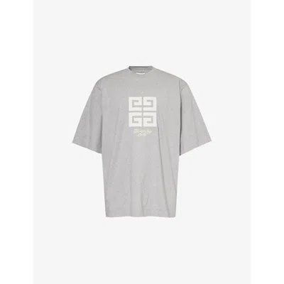 Givenchy Men's Light Grey Melange 4g Logo-appliqué Cotton-jersey T-shirt