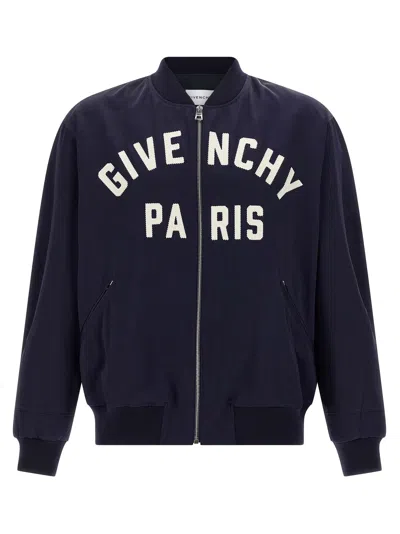 Givenchy Logo Bomber Jacket In Blue