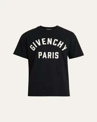Givenchy Men Black Crewneck T-shirt With Maxi Logo Lettering On The Front In Cotton Man