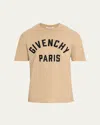 Givenchy Paris Logo Cotton Embroidery Crewneck T Shirt In Brown