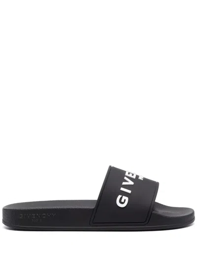 Givenchy Men's Logo-debossed Slide Sandals In Black For Ss24