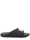 Givenchy Black Sandals With Wide Band And Contrasting Logo Patch In Rubber Man In Black