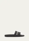 Givenchy Black Flat Slides With Logo In Polyurethane Man In Black