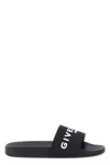 Givenchy Black Flat Slides With Logo In Polyurethane Man