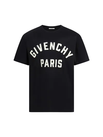 Givenchy Men Black Crewneck T-shirt With Maxi Logo Lettering On The Front In Cotton Man