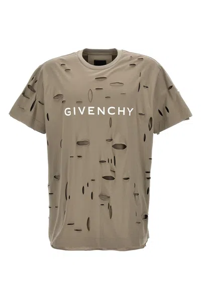Givenchy Men Logo T-shirt In Gray