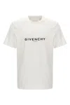 Givenchy White Crewneck T-shirt With Logo Print In Cotton Man In White