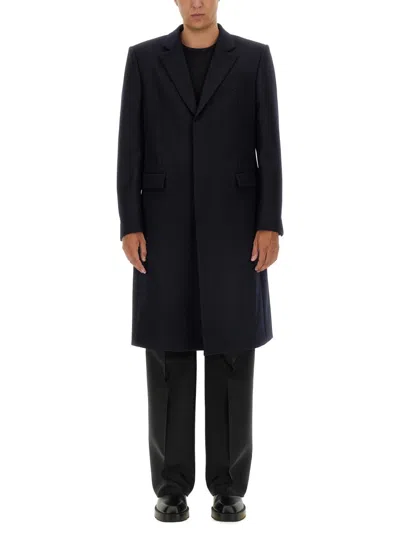 Givenchy Tailored Long Coat With Sharp Lapels In Blue